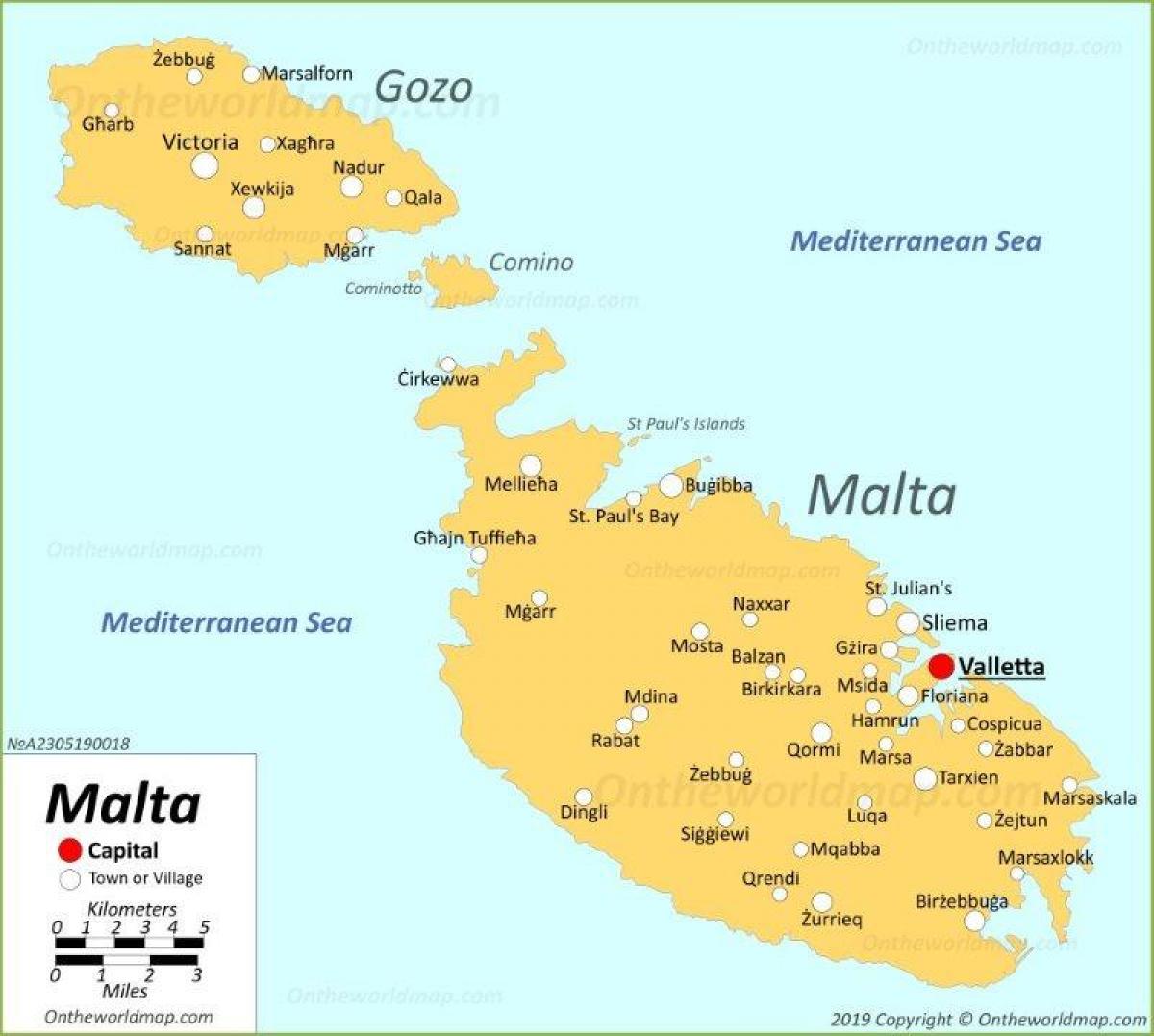 Malta hoofdstad kaart